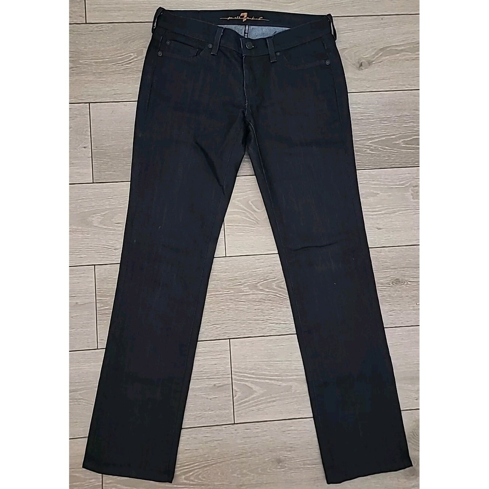 7 For All Mankind FAM Jeans Womens 29 Denim Dark Wash Zip Jean Pants Made USA